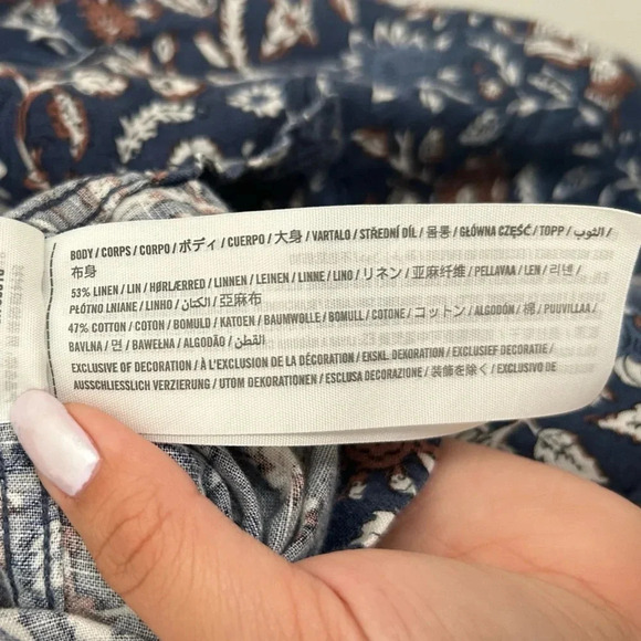 Abercrombie & Fitch Men’s Linen Blend Floral Print Blue Button Up size Small - Picture 10 of 10